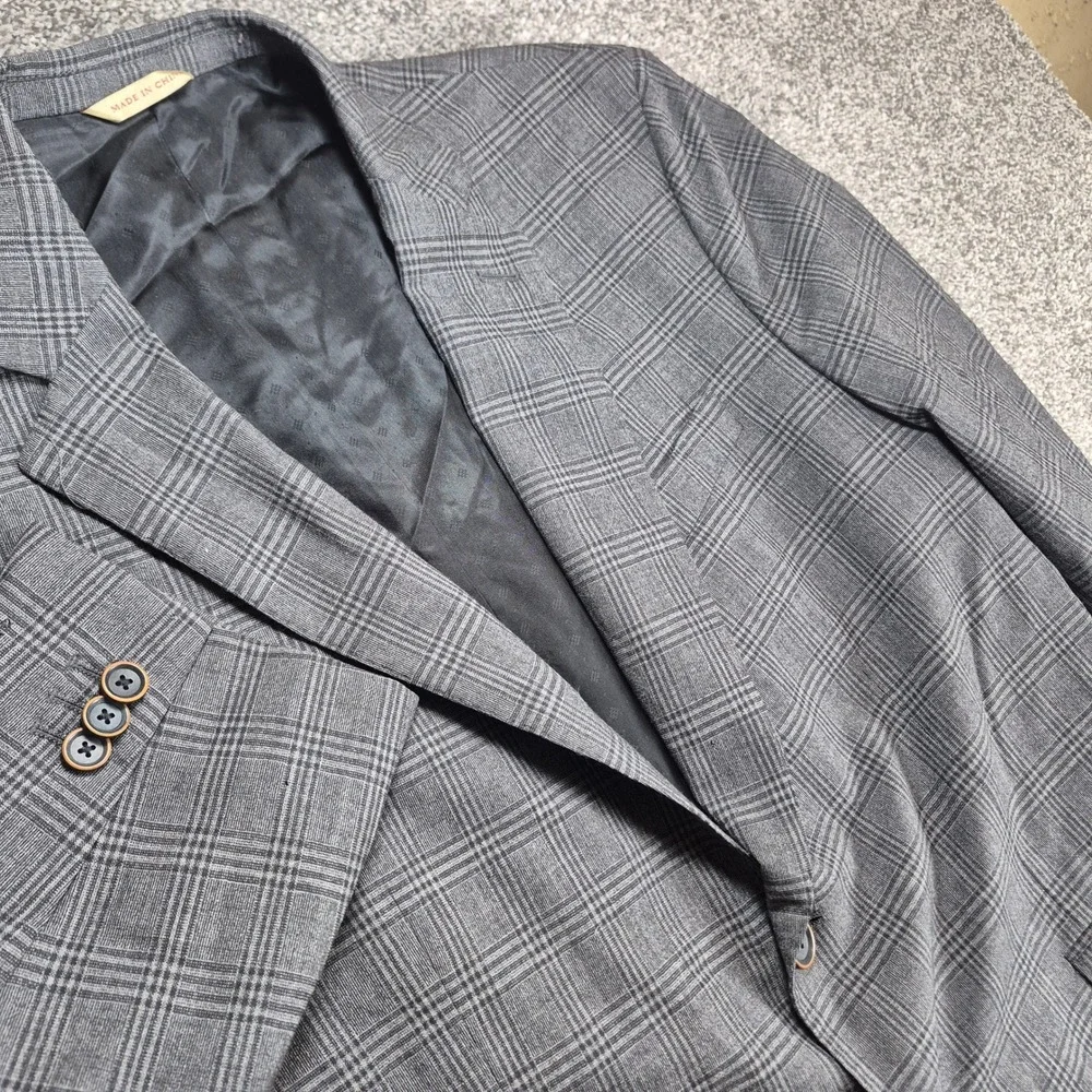 Banana Republic Heritage Blazer Mens 44R Gray‎ Plaid Wool Trabaldo Togna